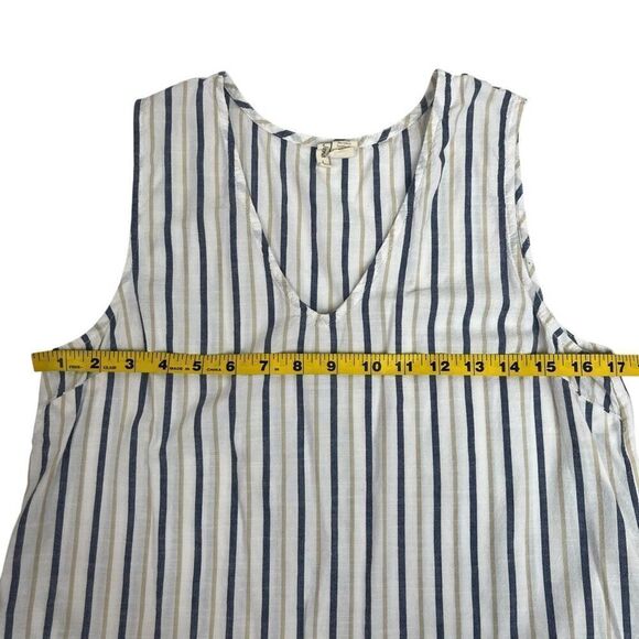 Japna Womens Striped V-Neck Ruffle Peplum Tank Top White Navy Blue Size Large - Picture 5 of 15